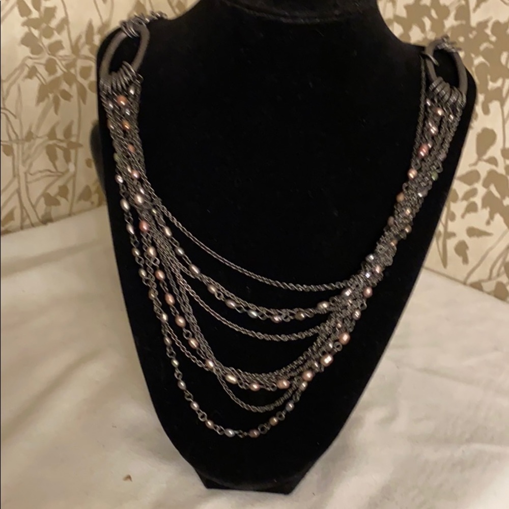 ❤️Hematite with tiny pearls,Lia Sophia necklace - Picture 8 of 9
